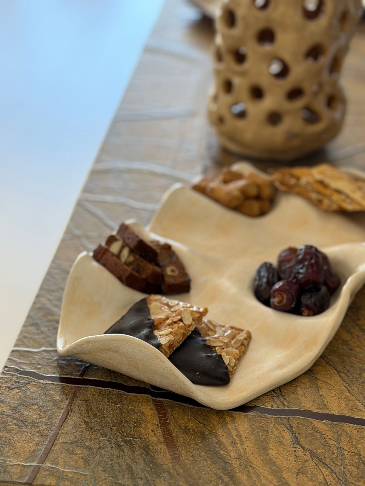 Three-Part Serving Dish — An undulating three-part serving dish.